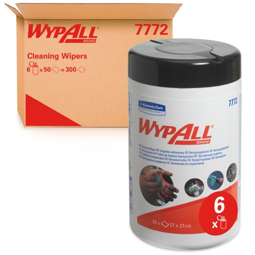 WypAll® Cleaning Wipes Refill 7772 - Industrial Wipes -  6 Wipes Canisters x 50 Green Cleaning Wipes (300 Wipers Total)