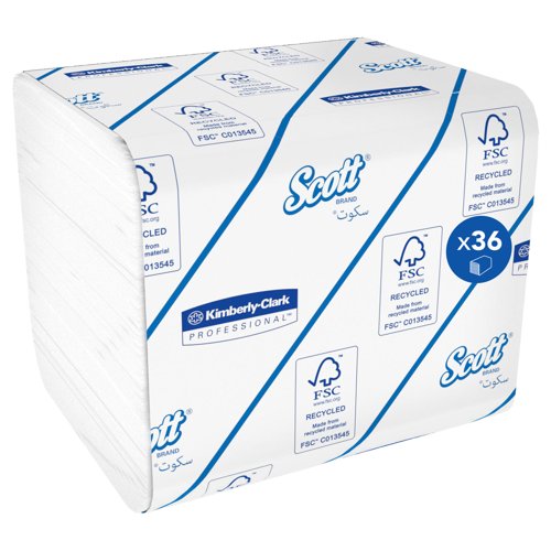 Scott® Control™ Folded Toilet Tissue 8042 - 2 Ply Bulk Toilet Paper - 36 Packs x 250 Toilet Paper Sheets (9,000 Total)