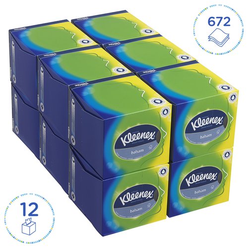 Kleenex Balsam Facial Tissues Cube 56 Sheets Pack 12