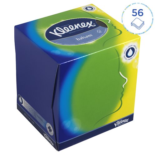 Kleenex Balsam Facial Tissues Cube 56 Sheets Pack 12