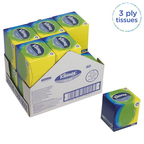 Kleenex Balsam Facial Tissues Cube 56 Sheets Pack 12