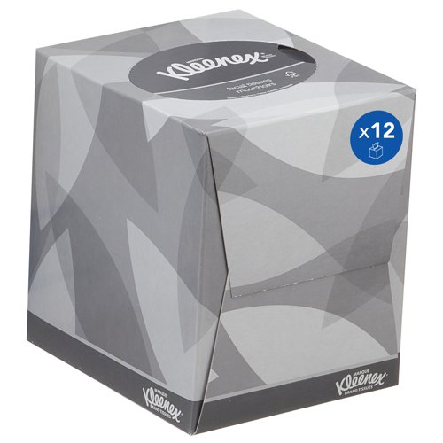 Kleenex® Facial Tissue Cube 8834 - 2 Ply Boxed Tissues - 12 Tissue Boxes x 88 White Facial Tissues (1,056 sheets)
