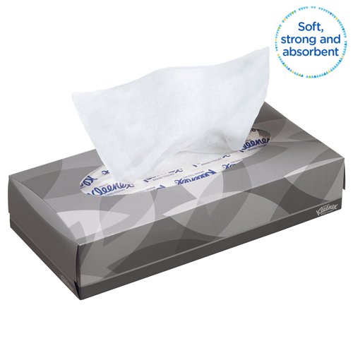 Kleenex® Facial Tissues 8835 - 2 Ply Boxed Tissues - 21 Flat Tissue Boxes x 100 White Facial Tissues (2,100 sheets)
