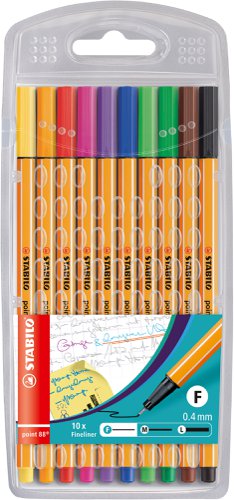 Stabilo Point 88 Fineliner Assorted 88/10 Fine 0.4mm [Pack 10]