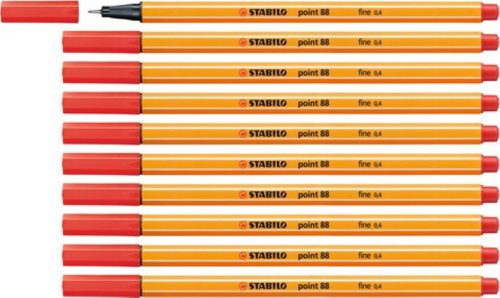Stabilo Point 88 Fineliner Pen Red 88/40 [Pack 10]