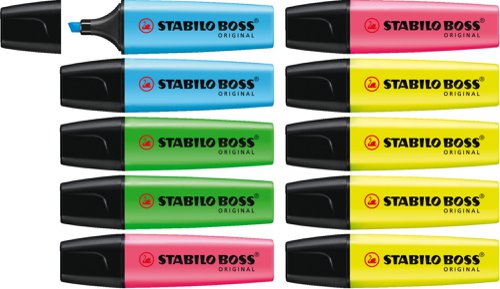 Stabilo Boss Original 70 Highlighter Chisel Tip Assorted 70/10-1 [Box 10]