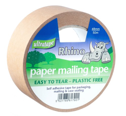 Rhino Kraft Paper Self Adhesive FSC Eco Tape HD 120 Micron 48mm x 50m  0212RH3 [Pack 3]