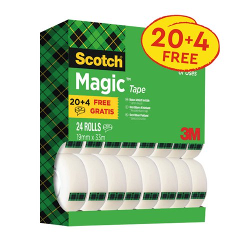 Scotch Magic Tape Value Pack 19mm x 33m Matte [Pack 20 and 4 Free]