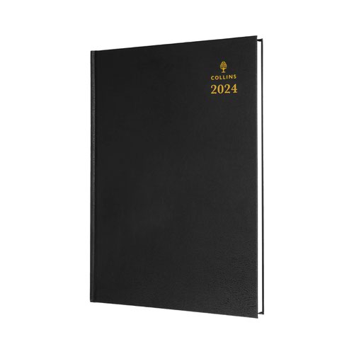 Collins 2024 Early Edition Diary Day to Page Current and Forward Planners Black A4 44E