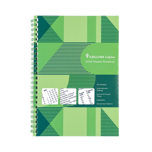 Collins 2023 Weekly Wired Notebook Diary A5 Sidebound 61 Green