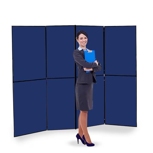 Fold Away 8-Panel Display Board Blue/Grey 2400x1800mm FNBBLA3