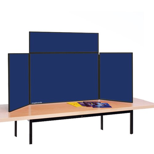 Fold Away 3-Panel Display Board Mini-Tabletop + Header Blue/Grey 1800x600mm FNBBLA4