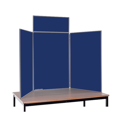 Fold Away 3-Panel Display Board Maxi-Tabletop + Header Blue/Grey 1800x900mm FNBBLA5