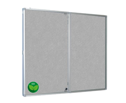 EcoSAFE FRB Flame Retardant Lockable (2 Door) Notice Board 1800x1200 (Landscape) Grey LPGX2A07LFRGRY
