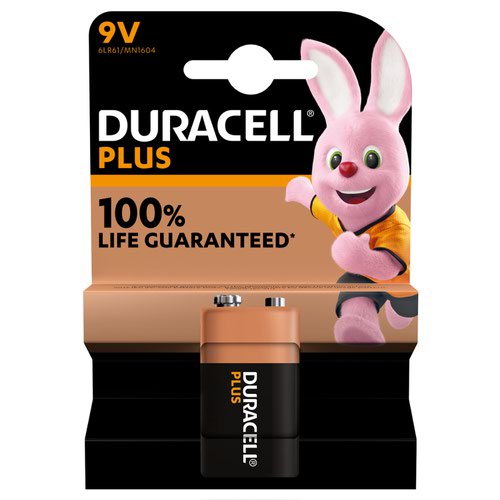 Duracell Plus 9V Battery Alkaline 100% Life MNI 604 [Pack 1]