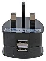 USB Power Plug With 2 USB Ports Black PEL00709