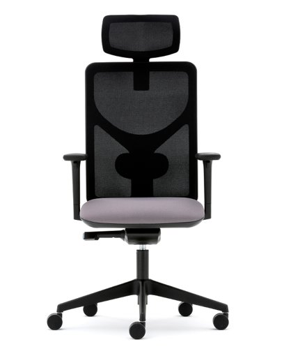 Pluto+ Mesh Back Task Chair with Headrest, HA Arms, Lumbar Support & Seat Slide - Black Mesh/Phoenix Havana Black Fabric (PPM95HA/SS)