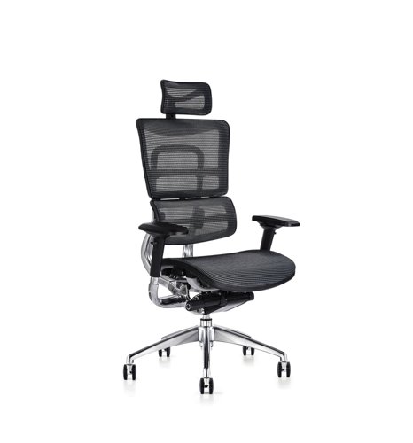 i29 Mesh Back Ergonomic Task Chair w/ Fabric Seat & Headrest - Black (i29-F+HR-YK)