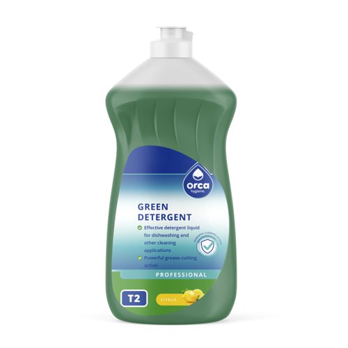 Orca Green Detergent (Washing Up & General Cleaning) 1 Litre Squeezy Bottle T2 Q100 CT