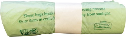 Compostable 5 Litre Refuse Liners Corn Starch 360x360mm BB2/5L52 [Roll of 52]