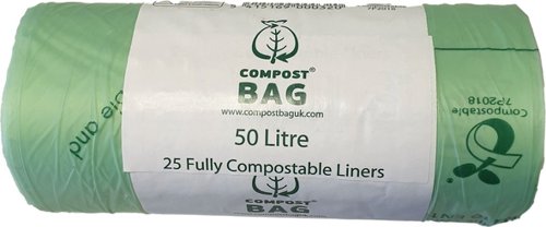 Compostable 50 Litre Refuse Liners (20kg load) Corn Starch 600x940mm BB11/50L [Roll of 25]