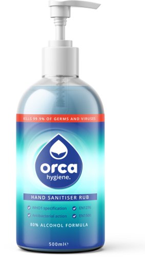 Orca Hygiene 80% Alcohol Hand Sanitiser Rub 500ml Pump Top H2 P50