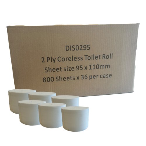 Glensoft Micro Twin 2-Ply Coreless Toilet Rolls 95mm x 88m White DIS0295 (36 Pack]