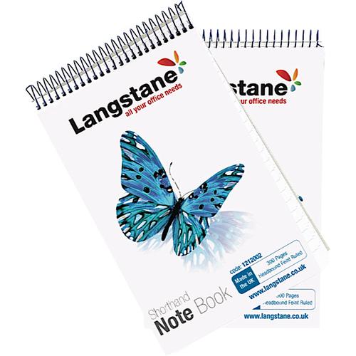 Langstane Shorthand Notebook Wirebound Ruled 300 pg 125x200mm [Pack 5]
