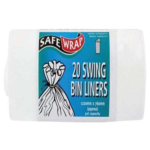 Safewrap Swing Bin Liners 1220x760mm White 20 Sacks Per Roll  [4 Rolls] 0441