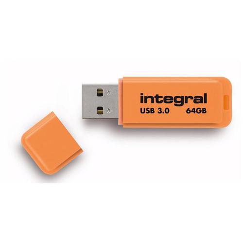 Integral Neon 64GB USB 3.0 Flash Drive Orange