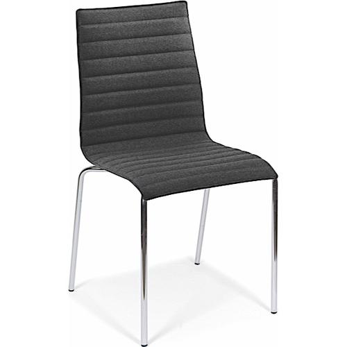 Bjorn Upholstered Chair with Ribbed Upholstery & 4 Leg Chrome Frame - Phoenix Havana Black (BJN21)