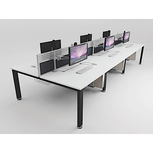 Torasen Freeway 6 Person Back-to-Back Bench (1200/3600w x 1650d) White/Silver Frame (FBCD12-6)