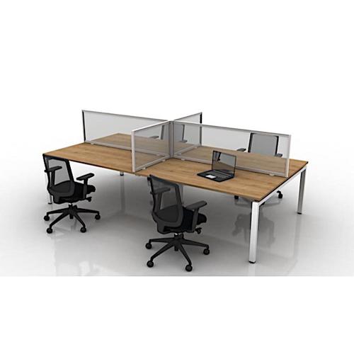 Border Desk Mounted Easy Clean Screen (800w x 700h) with Desk Edge Brackets -  Toughened Safety Glass/Silver Frame (BO/07.08DSG/2x BO/SLBx2)