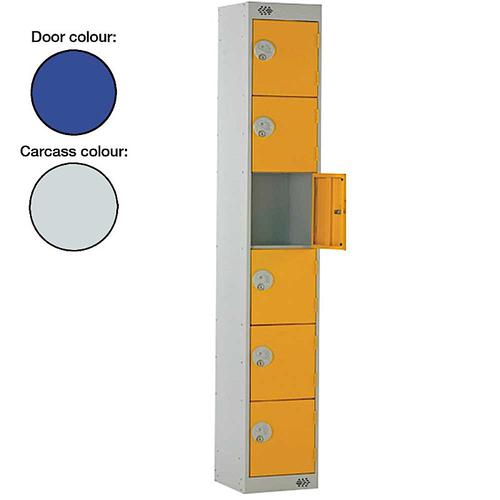 Link Six Door Locker Grey Body Blue Doors Deadlock 1800h x 300w x 300d mm Ref B12216GUCF00