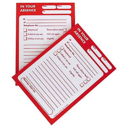 Langstane Telephone Message/In Your Absence Pad 145x102mm [Pack 10]