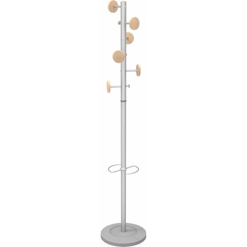 Alba Timby Hat and Coat Stand 1750mm Wood/Silver PMMUSICN
