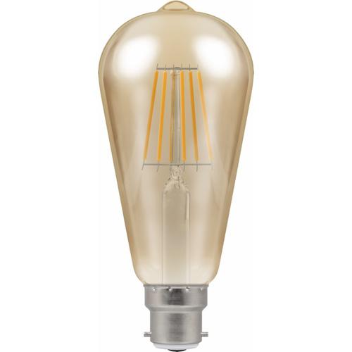 Squirrel Cage Filament Lamp Amber 7.5W B22d Bayonet Cap ST64 2200K 638 Lumens Dimmable 4245