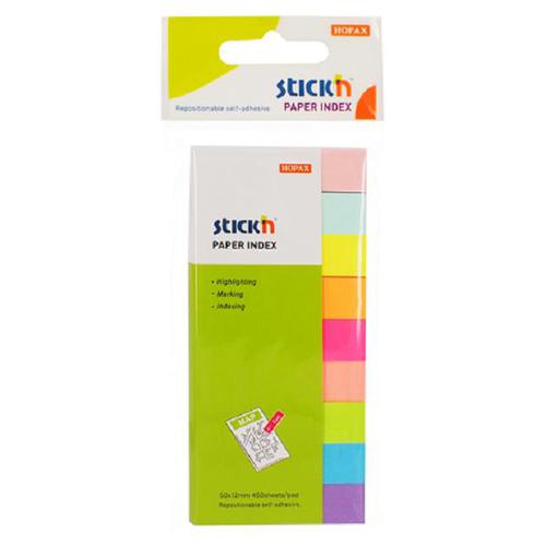Langstane Index Paper Note Markers Neon 9 Colours Assorted 50x12mm 21689 [Pack 450]