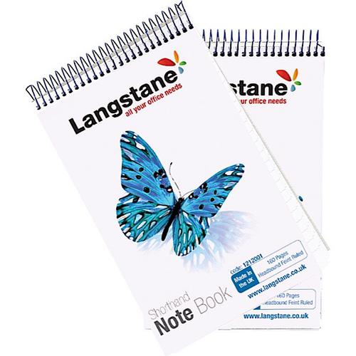 Langstane Shorthand Notebook Wirebound Ruled 160 pg 125x200mm [Pack 10]