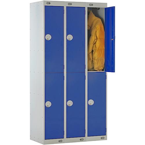 Link Two Door Locker Grey Body Blue Doors Deadlock Nest of 3 1800h x 300wx300dmm Ref B12232GUCF00