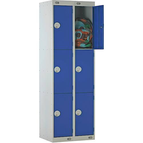 Link Three Door Locker Grey Body Blue Doors Deadlock Nest of 2 1800h x 300wx450dmm Ref B12523GUCF00