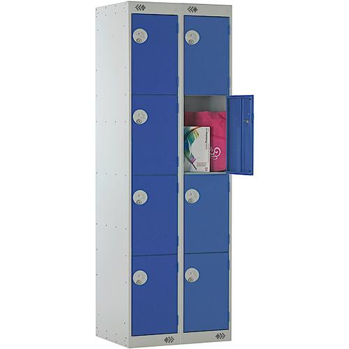 Link Four Door Locker Grey Body Blue Doors Deadlock Nest of 2 1800h x 300wx450dmm Ref B12524GUCF00