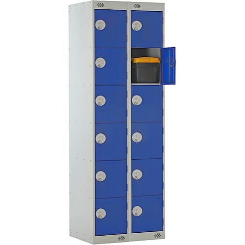 Link Six Door Locker Grey Body Blue Doors Deadlock Nest of 2 1800h x 300wx300dmm Ref B12226GUCF00
