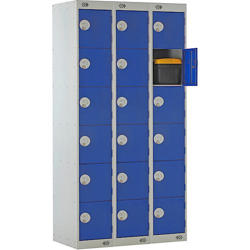 Link Six Door Locker Grey Body Blue Doors Deadlock Nest of 3 1800h x 300wx300dmm Ref B12236GUCF00