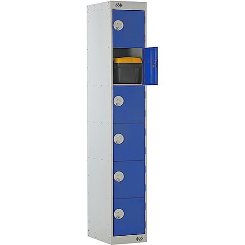 Link Six Door Locker Grey Body Blue Doors Deadlock 1800h x 300w x 450d mm Ref B12516GUCF00