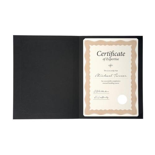 Computer Craft Certificate Covers Linen-finish Heavyweight 290g Card Black 13597 [Pack 5]