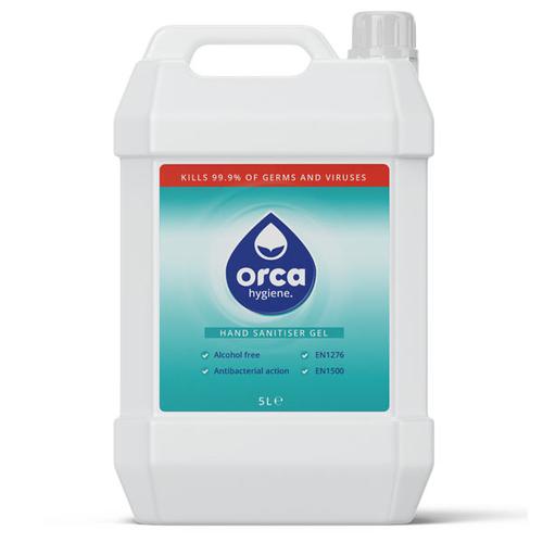 Orca Hygiene Gel Anti-Bac/Anti-Viral Hand Sanitiser Gel ALCOHOL-FREE 5 Litre Jerry Can ORC024/ H7 C500