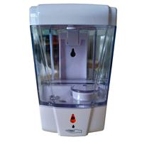 Refillable AUTO 700ml Sanitiser/Liquid Soap Dispenser White/Clear 165x110x95mm (Battery Operated)