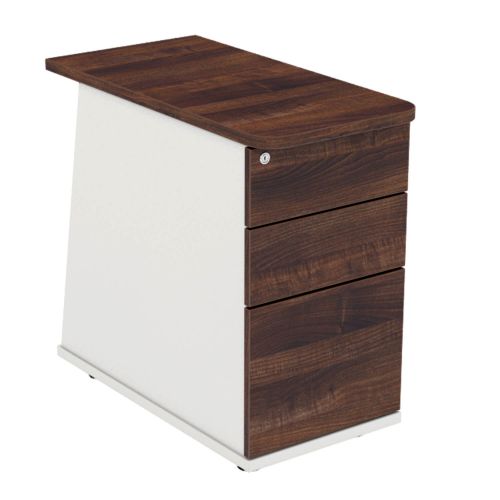 L&P ASCEND 3 Drawer Desk High Ped White/Walnut