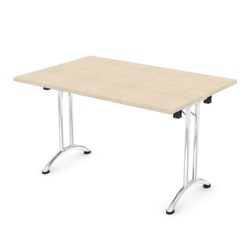 L&P FOLDING Rectangular Table 1200mm Chrome Maple